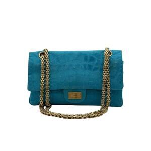 CHANEL Paris-Monte Carlo Coco's Croc Reissue 225 Flap Bag In Blue